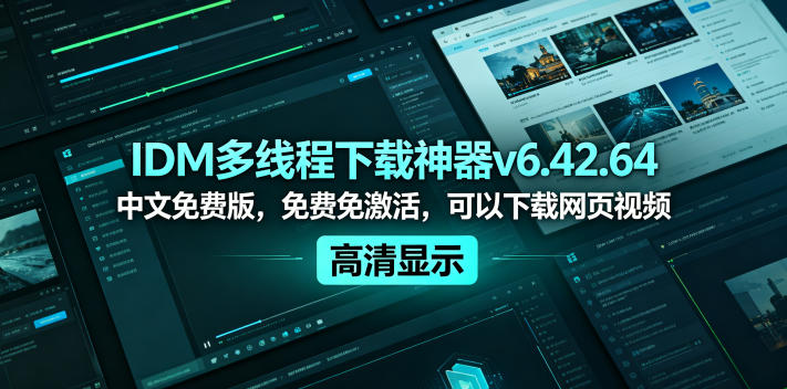 IDM多线程下载神器v6.42.64中文免费版，免费免激活，可以下载网页视频(例如飞书文档内的视频)-无畏轻创