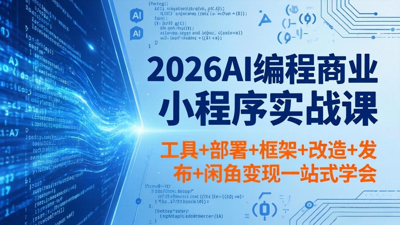 2026AI编程商业小程序实战课，工具+部署+框架+改造+发布+闲鱼变现一站式学会-无畏轻创