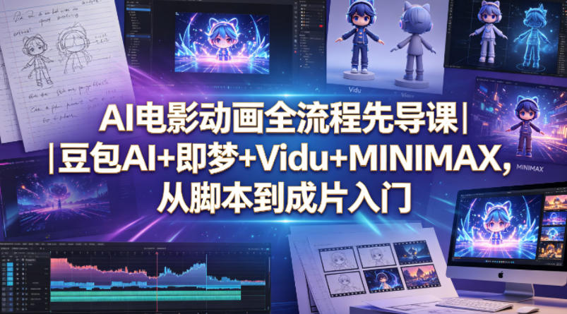 AI电影动画全流程先导课｜豆包AI+即梦+Vidu+MINIMAX，从脚本到成片入门-无畏轻创