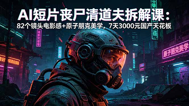 AI短片《丧尸清道夫》拆解课：82个镜头电影感+原子朋克美学，7天3000元国产天花板-无畏轻创