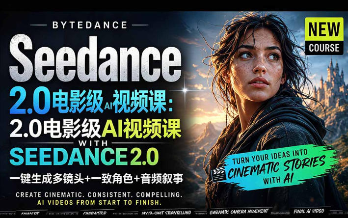 字节跳动的Seedance 2.0 AI电影视频生成制作教程,一键生成多镜头+一致角色+音频叙事-中英字幕-无畏轻创