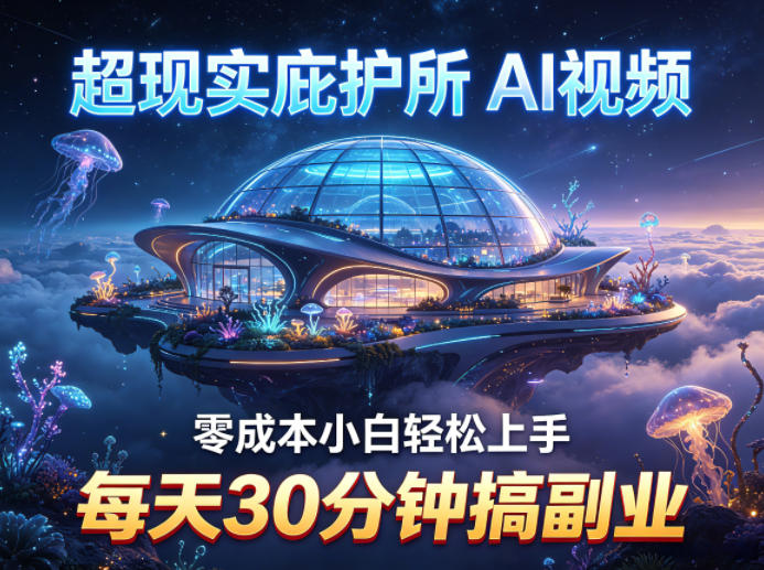 超现实庇护所AI视频项目拆解，零成本小白轻松上手，每天30分钟搞副业-无畏轻创