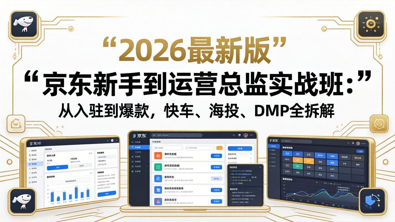 京东新手到运营总监实战班：从入驻到爆款，快车、海投、DMP全拆解，2026最新版-无畏轻创