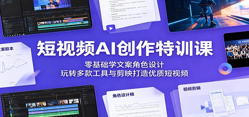 短视频AI创作特训课：零基础学文案角色设计，玩转多款工具与剪映打造优质短视频-无畏轻创