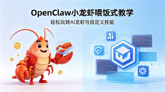 不用懂技术！OpenClaw小龙虾喂饭式教学，轻松玩转AI龙虾与自定义技能-无畏轻创