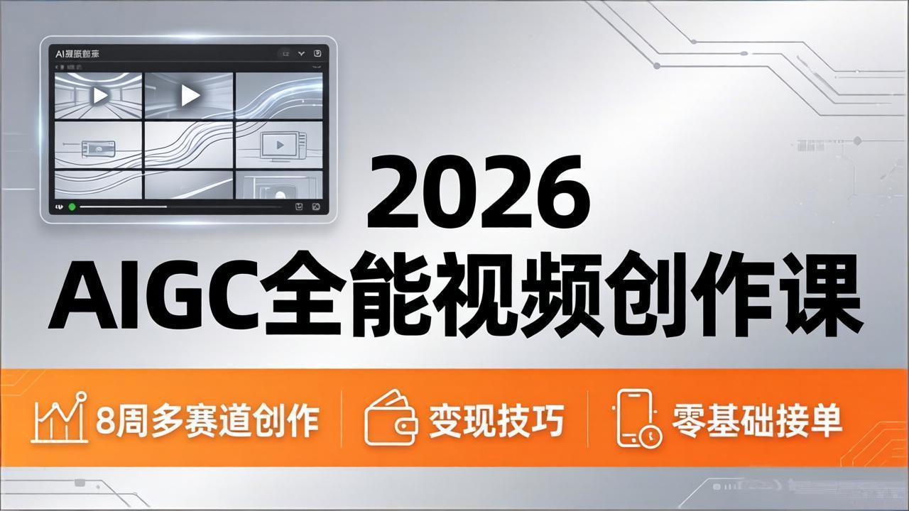 2026AIGC全能视频创作课，8周吃透多赛道创作+变现，零基础也能高效出片接单-无畏轻创