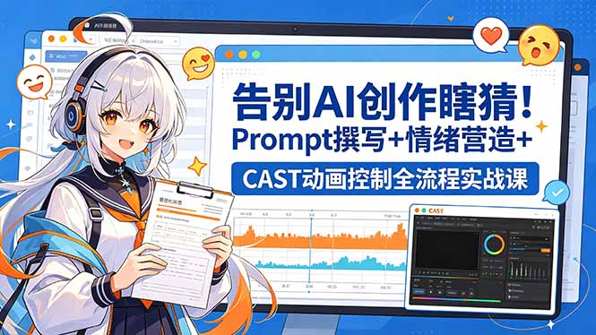 告别AI创作瞎猜！Prompt撰写+情绪营造+CAST动画控制全流程实战课-无畏轻创