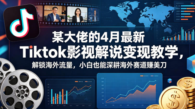 某大佬的4月最新Tiktok影视解说变现教学，解锁海外流量，小白也能深耕海外赛道賺美刀-无畏轻创