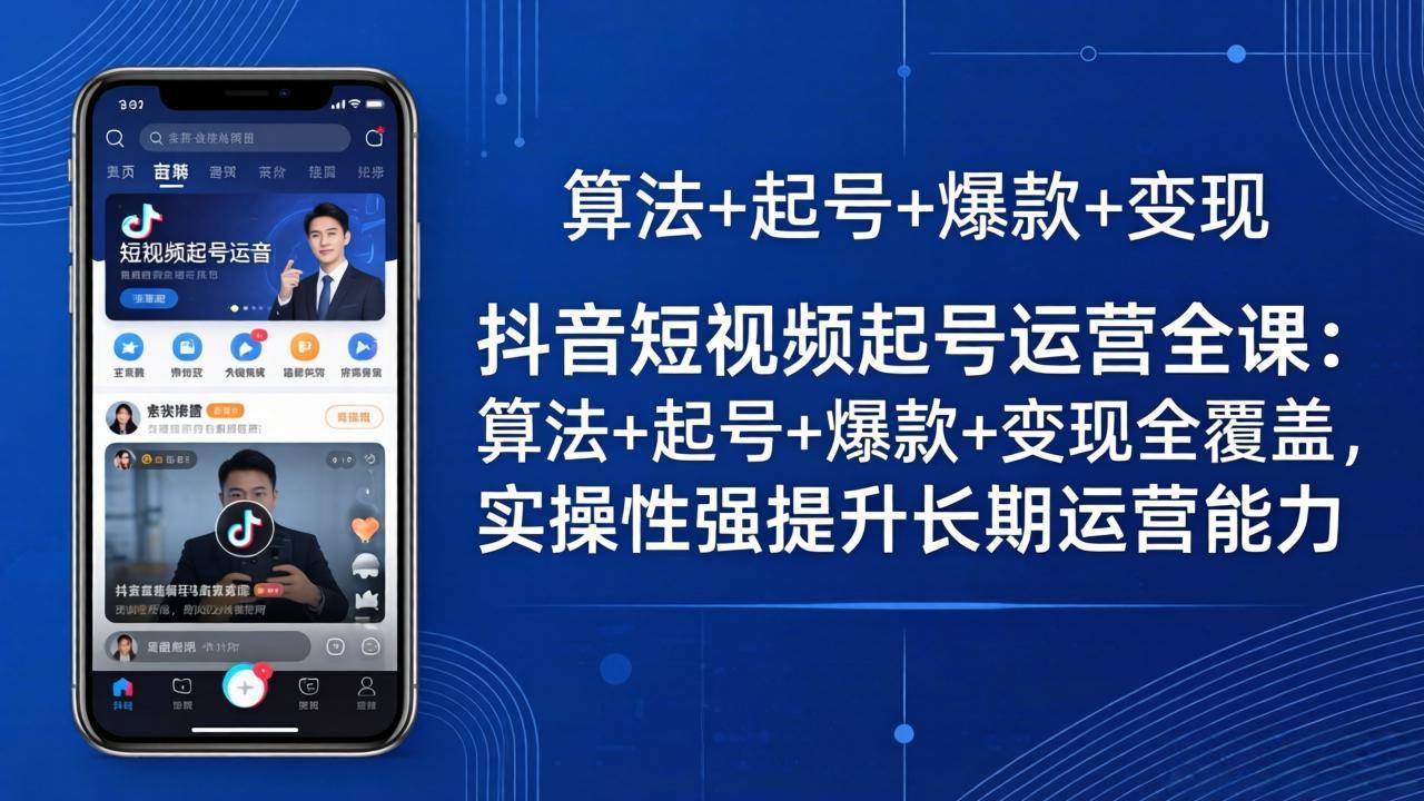 抖音短视频起号运营全课：算法+起号+爆款+变现全覆盖，实操性强提升长期运营能力-无畏轻创