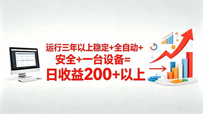 三年以上稳定+全自动+安全+一台设备=日收益200+-无畏轻创