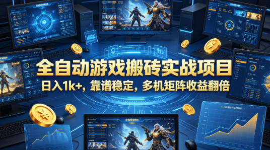 全自动游戏搬砖实战项目，日入1k+，靠谱稳定，多机矩阵收益翻倍【揭秘】-无畏轻创