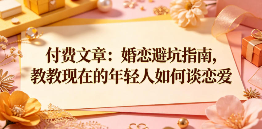 付费文章：婚恋避坑指南，教教现在的年轻人如何谈恋爱-无畏轻创