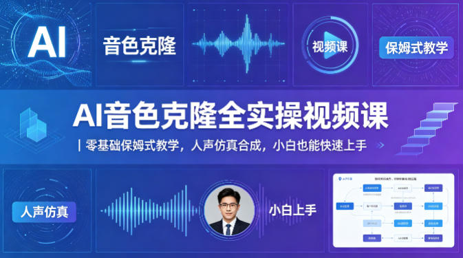 AI音色克隆全实操视频课｜零基础保姆式教学，人声仿真合成，小白也能快速上手-无畏轻创