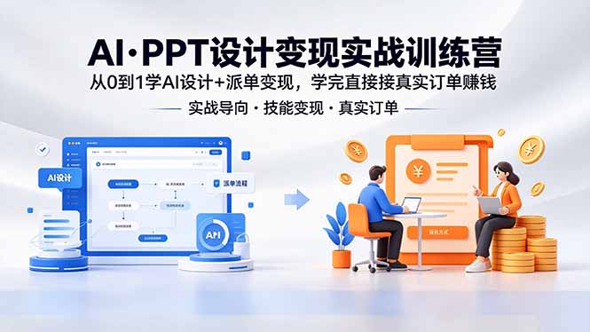 AI·PPT设计变现实战训练营，从0到1学AI设计+派单变现，学完直接接真实订单赚钱-无畏轻创