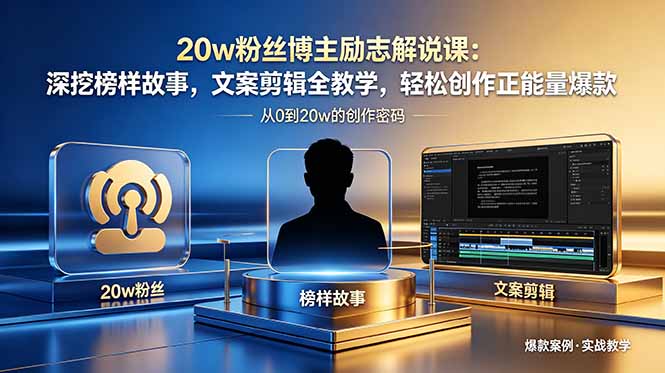 20w粉丝博主励志解说课：深挖榜样故事，文案剪辑全教学，轻松创作正能量爆款-无畏轻创