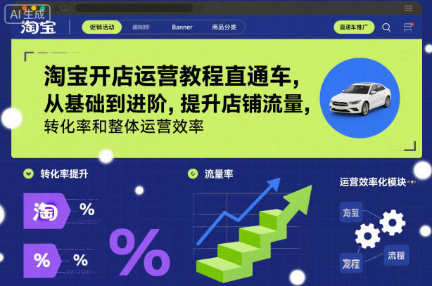 淘宝开店运营教程直通车，从基础到进阶，提升店铺流量，转化率和整体运营效率(更新26年05月27日)-无畏轻创