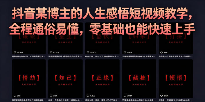 抖音某博主的灰太狼人生感悟短视频教学，全程通俗易懂，零基础也能快速上手-无畏轻创