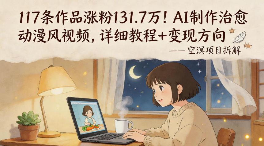 117条作品涨粉131.7W！AI制作治愈动漫风视频，详细教程+变现方向-无畏轻创