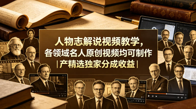 人物志解说视频教学，各领域名人原创视频均可制作丨精选独家分成收益(更新0430)-无畏轻创