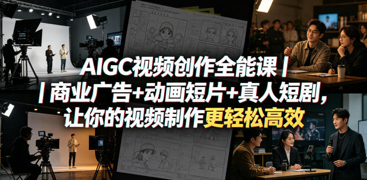 AIGC视频创作全能课｜商业广告+动画短片+真人短剧，让你的视频制作更轻松高效-无畏轻创