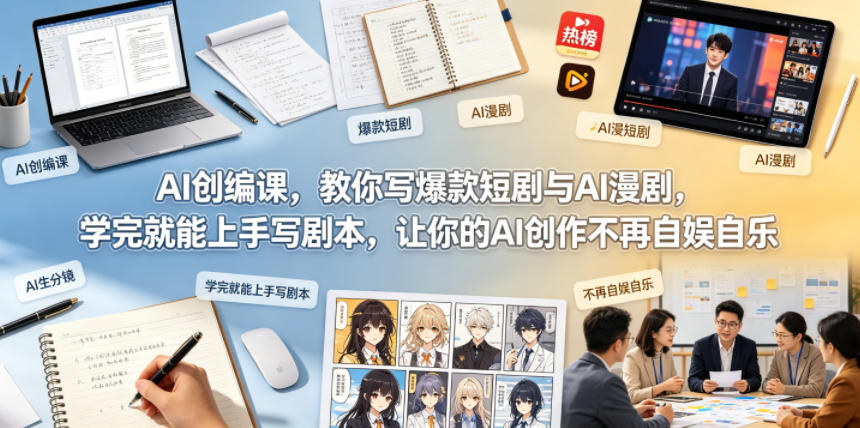 AI创编课，教你写爆款短剧与AI漫剧，学完就能上手写剧本，让你的AI创作不再自娱自乐-无畏轻创