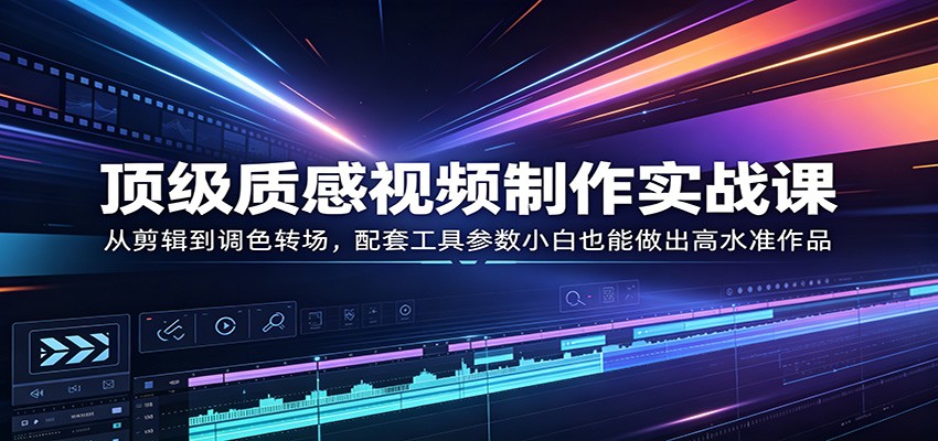 顶级质感视频制作实战课：从剪辑到调色转场，配套工具参数小白也能做出高水准作品-无畏轻创