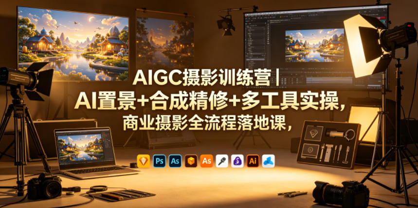 AIGC摄影训练营｜AI置景+合成精修+多工具实操，商业摄影全流程落地课-无畏轻创