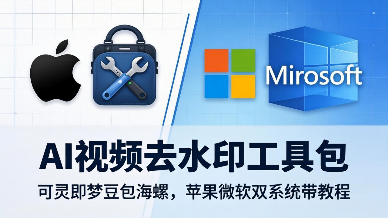AI视频去水印工具包：可灵即梦豆包海螺，苹果微软双系统带教程-无畏轻创
