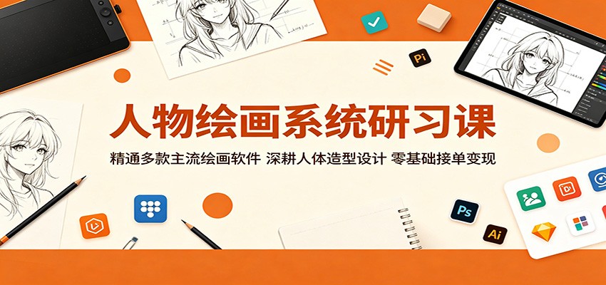 人物绘画系统研习课：精通多款主流绘画软件，深耕人体造型设计，零基础接单变现-无畏轻创