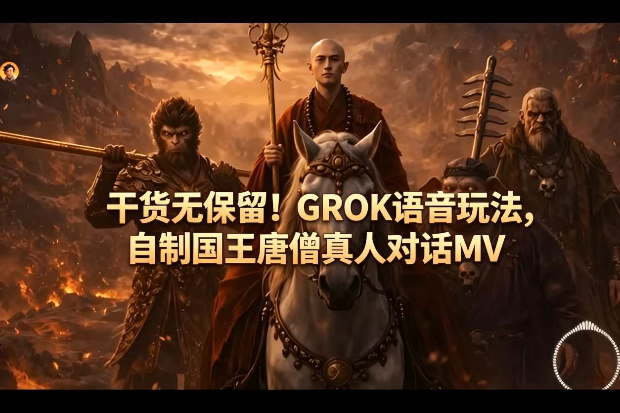 干货无保留！GROK语音玩法，自制国王唐僧真人对话MV-无畏轻创