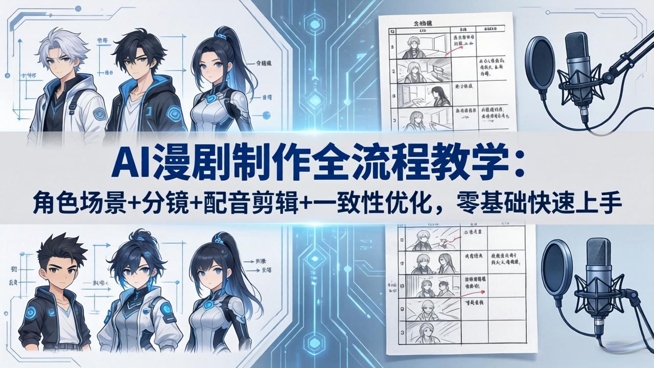 AI漫剧制作全流程教学：角色场景+分镜+配音剪辑+一致性优化，零基础快速上手-无畏轻创
