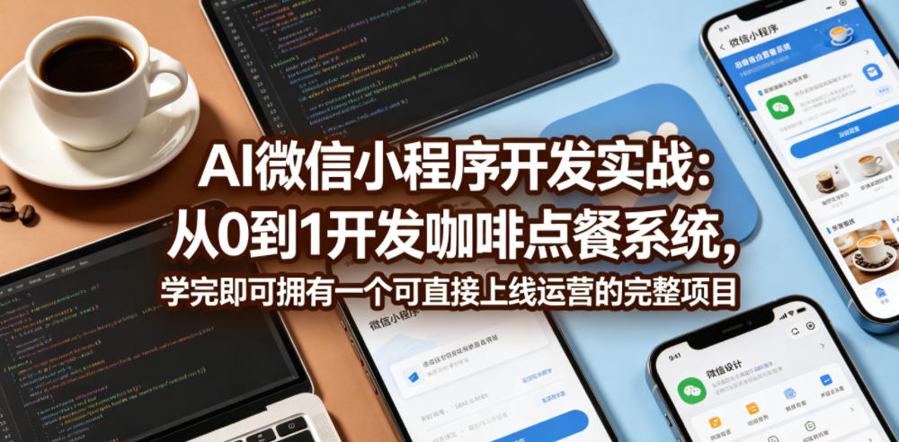 AI微信小程序开发实战：从0到1开发咖啡点餐系统，学完即可拥有一个可直接上线运营的完整项目-无畏轻创