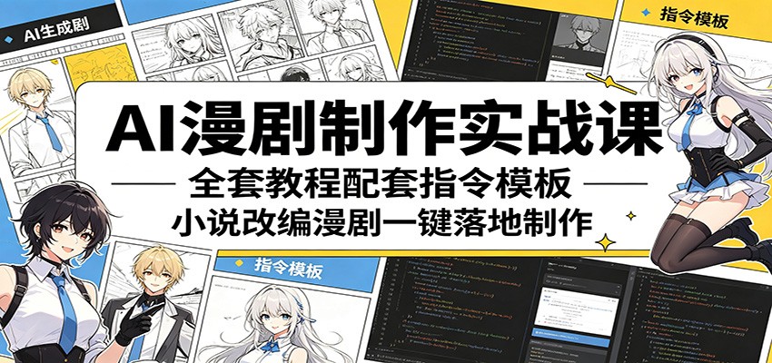 AI漫剧制作实战课：全套教程配套指令模板，小说改编漫剧一键落地制作-无畏轻创