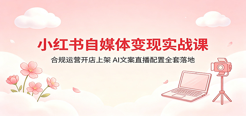 小红书自媒体变现实战课：合规运营开店上架，AI文案直播配置全套落地-无畏轻创