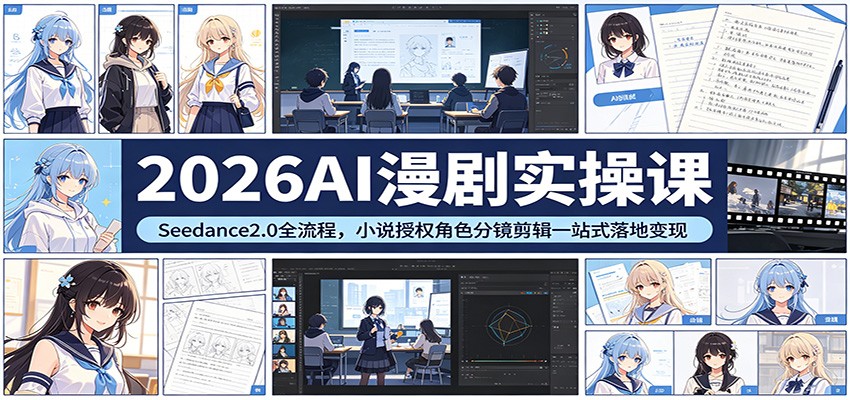 2026AI漫剧实操课：Seedance2.0全流程，小说授权角色分镜剪辑一站式落地变现-无畏轻创