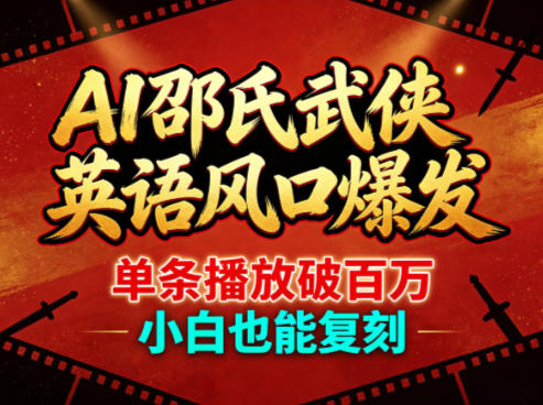 AI邵氏武侠英语风口爆发，单条播放破百万，小白也能复刻-无畏轻创