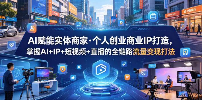 AI赋能实体商家·个人创业商业IP打造，掌握AI+IP+短视频+直播的全链路流量变现打法-无畏轻创