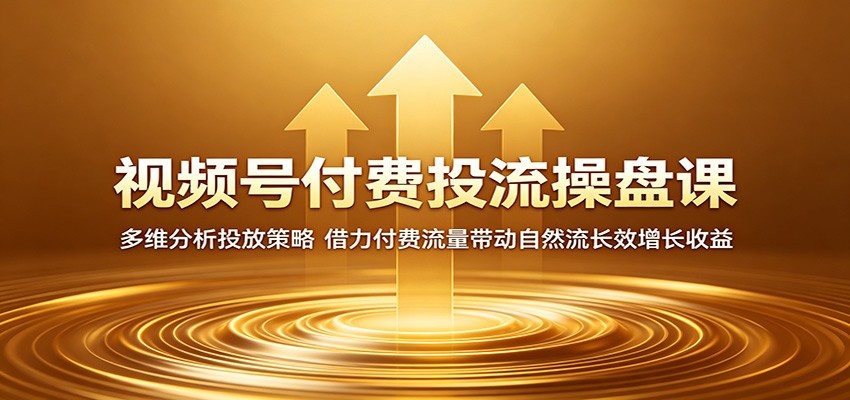视频号付费投流操盘课：多维分析投放策略，借力付费流量带动自然流长效增长收益-无畏轻创