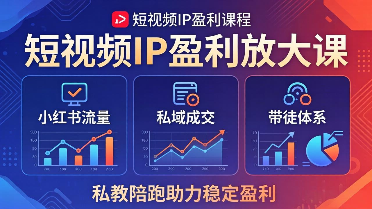 短视频IP盈利放大课：小红书流量+私域成交+带徒体系，私教陪跑助力稳定盈利-无畏轻创