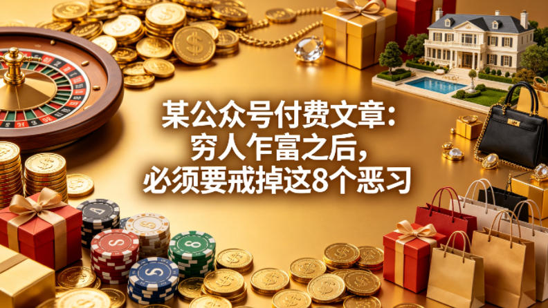 某公众号付费文章：穷人乍富之后，必须要戒掉这8个恶习-无畏轻创