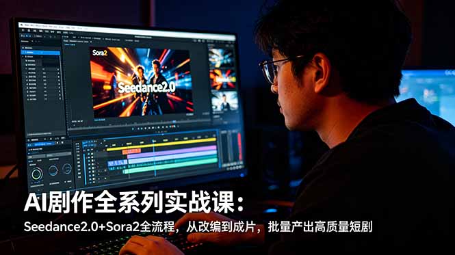 AI剧作全系列实战课：Seedance2.0+Sora2全流程，从改编到成片，批量产出高质量短剧-无畏轻创