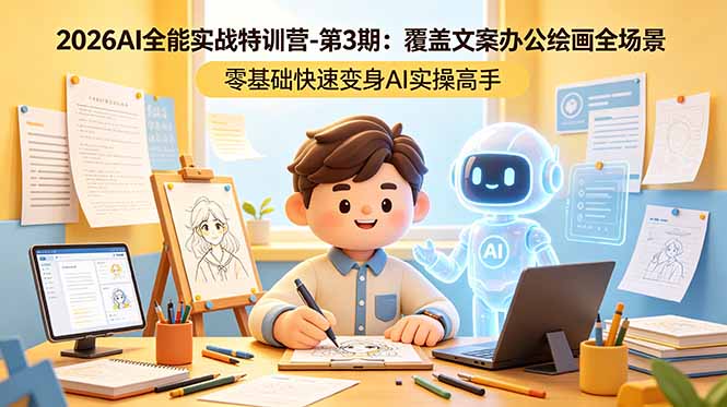 2026AI全能实战特训营-第3期：覆盖文案办公绘画全场景 零基础快速变身AI实操高手-无畏轻创
