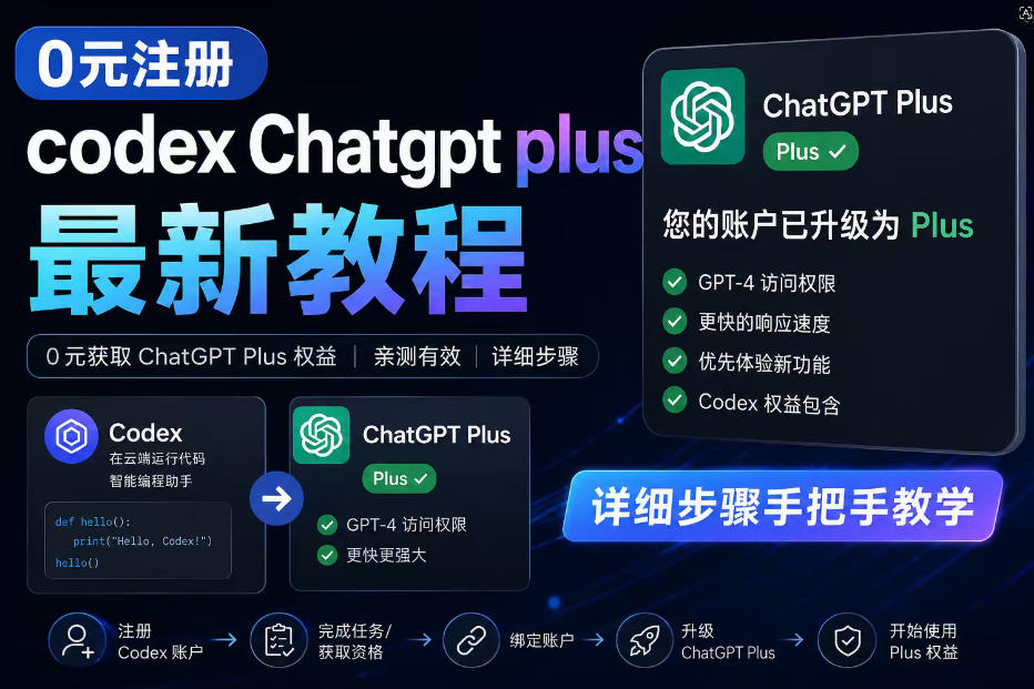 0元全自动注册codex gpt plus最新教程，0元获取GPT Plus权益，手把手详细教学-无畏轻创
