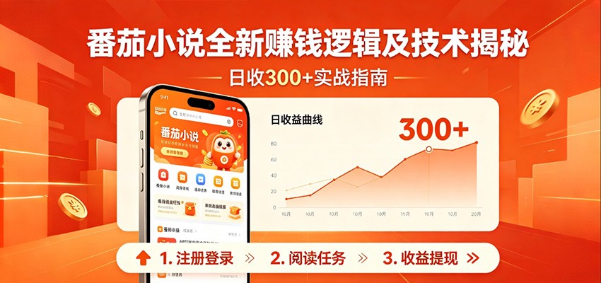 番茄小说全新赚钱逻辑及技术日收300+，小白新书皆可做！无脑赚就行了！-无畏轻创