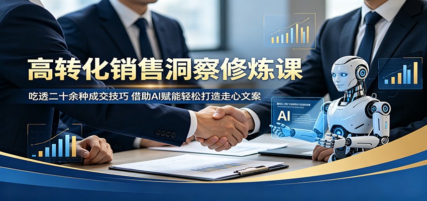 高转化销售洞察修炼课：吃透二十余种成交技巧，借助AI赋能轻松打造走心文案-无畏轻创
