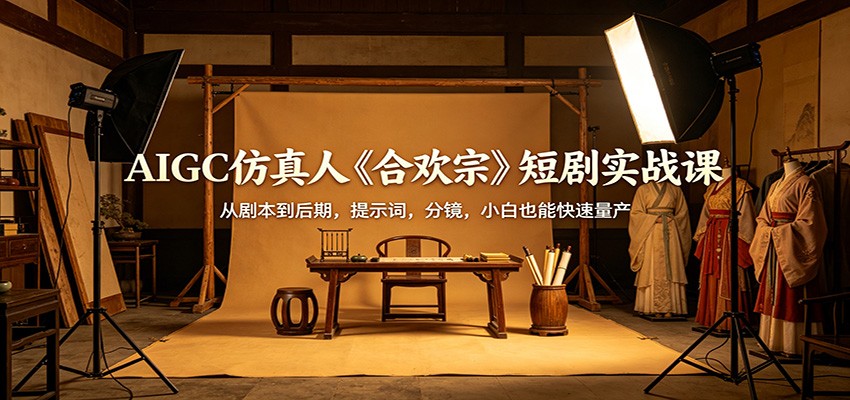 AIGC仿真人《合欢宗》短剧实战课：从剧本到后期，提示词，分镜，小白也能快速量产-无畏轻创