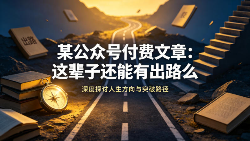 某公众号付费文章：这辈子还能有出路么-无畏轻创