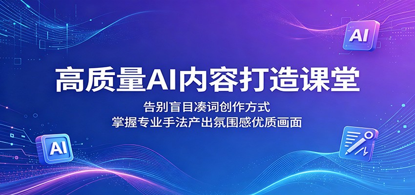 高质量AI内容打造课堂：告别盲目凑词创作方式，掌握专业手法产出氛围感优质画面-无畏轻创