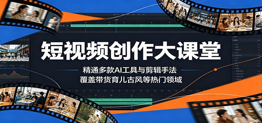 短视频创作大课堂：精通多款AI工具与剪辑手法，覆盖带货、育儿、古风等热门领域-无畏轻创