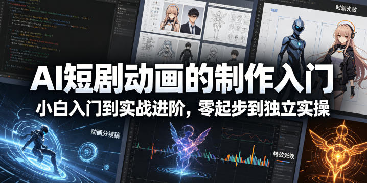 AI短剧动画的制作入门，小白入门到实战进阶，零起步到独立实操-无畏轻创